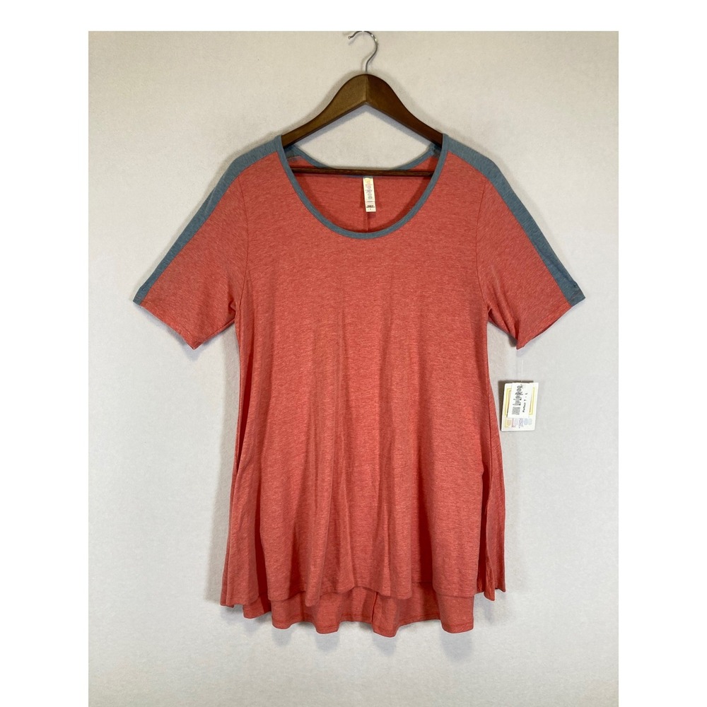 Boho LuLaRoe NWT Women‎ L Coral Blue Perfect T Short Sleeve Side Slit Tunic Top